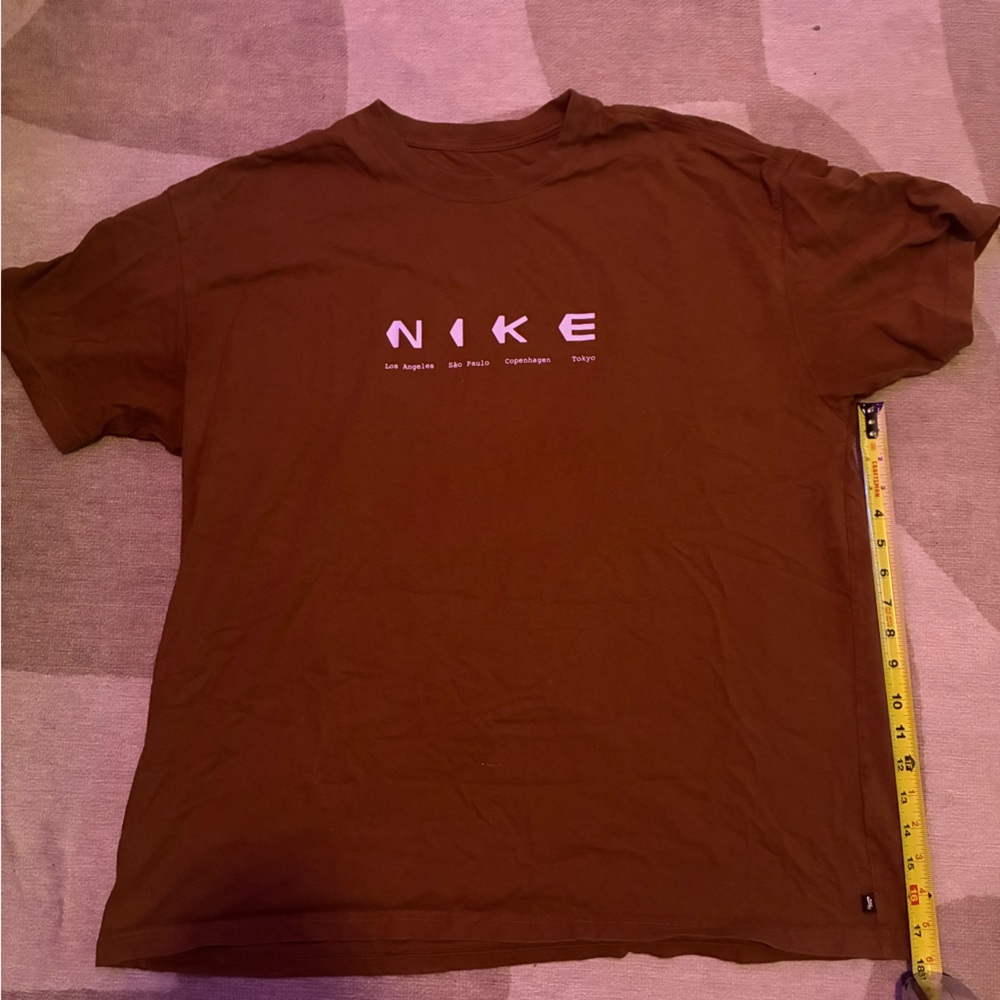 Nike Chocolate Brown Tee with White Logo